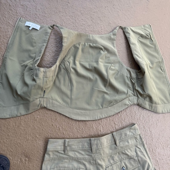 WAYF Green Two-piece Set Cropped Vest W back Zip & Wide-leg Oversized Pants Sz S - Picture 11 of 16